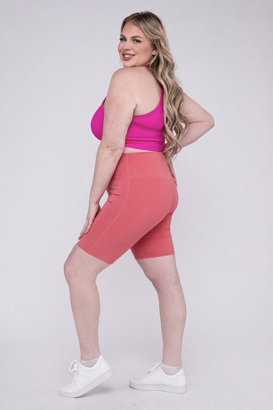 Plus Size Athletic High Rise Biker Shorts