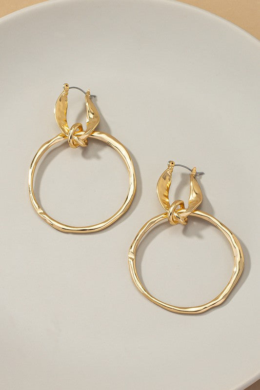 Statement Hammered Hoop Drop Earrings