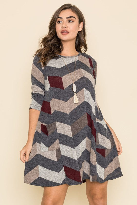 Made in USA - Chevron A-Line Dress