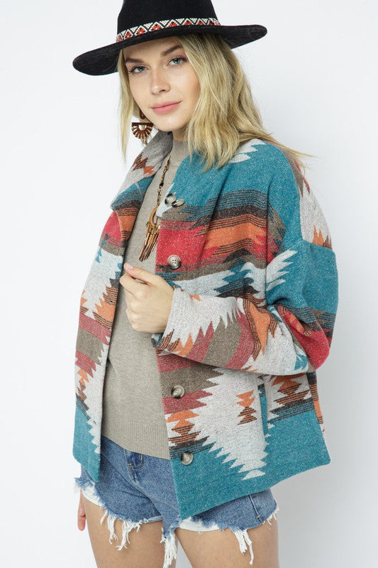 Soft Comfy Lightweight Aztec Pattern Jacket