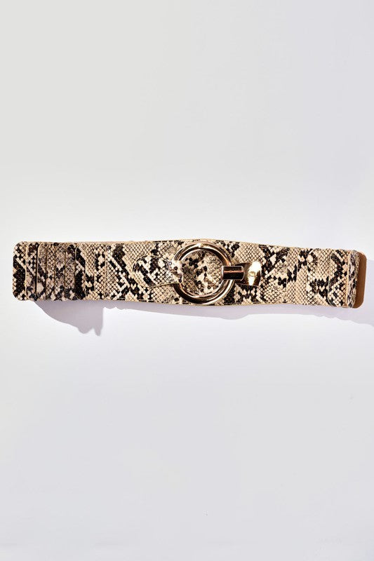 Snake Print Wide Fashion Belt