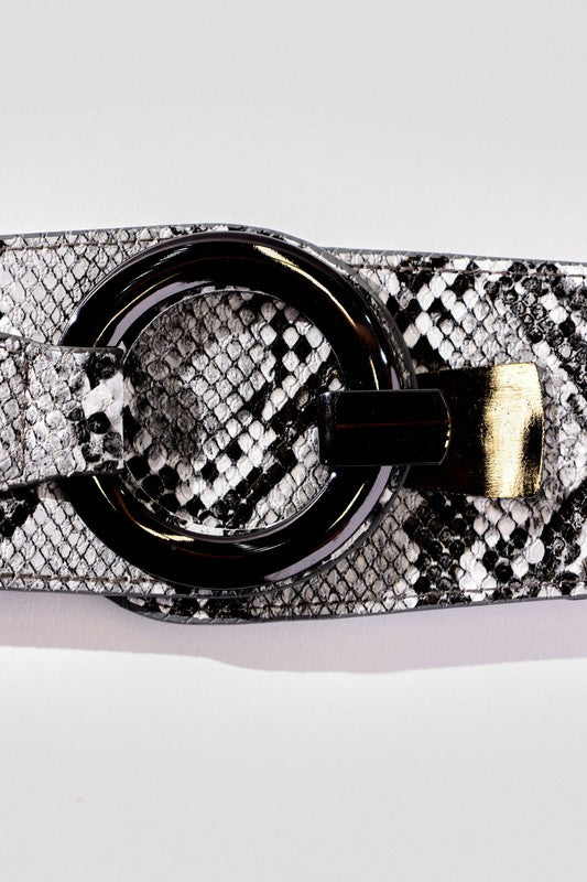 Snake Print Wide Fashion Belt