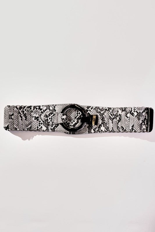 Snake Print Wide Fashion Belt