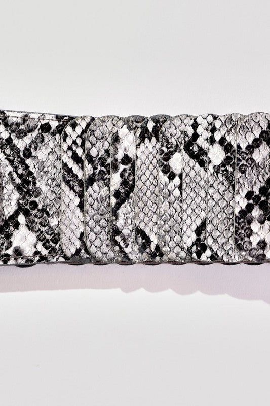 Snake Print Wide Fashion Belt