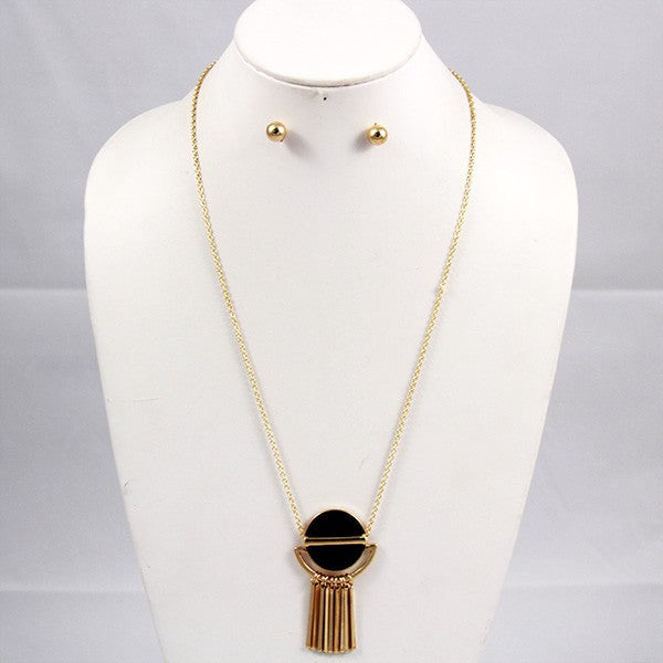 Geometric Onyx Necklace and Earring Set