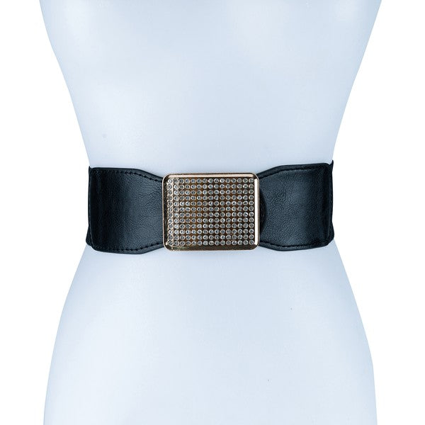 Rectangle Rhinestone Leather Belt