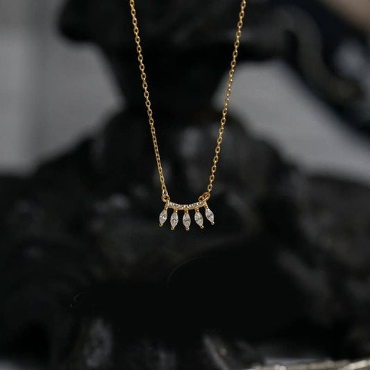 14K Gold Water Drop Zircon Necklace