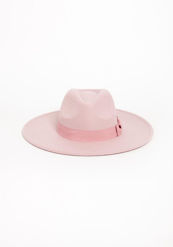 Wide Brim Ribbon Fedora Hat