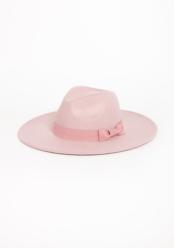 Wide Brim Ribbon Fedora Hat