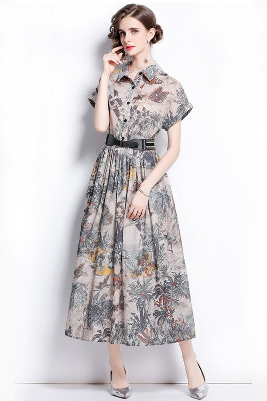 Nature Print Maxy Dress