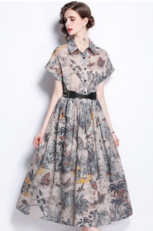 Nature Print Maxy Dress