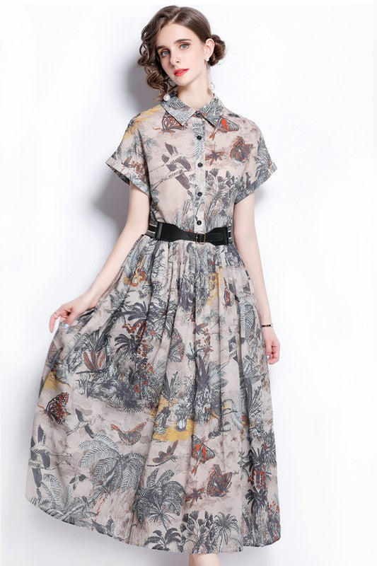 Nature Print Maxy Dress