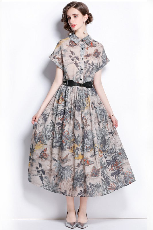 Nature Print Maxy Dress