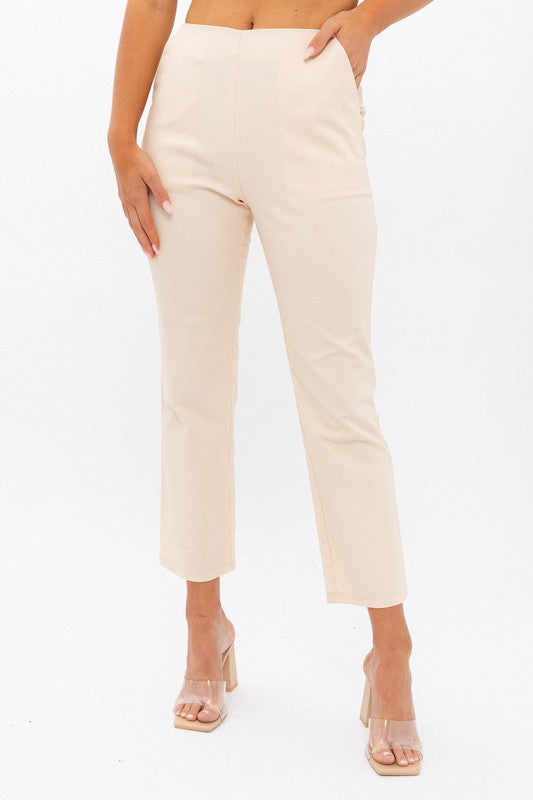 High-Waisted Cotton Crop Pants