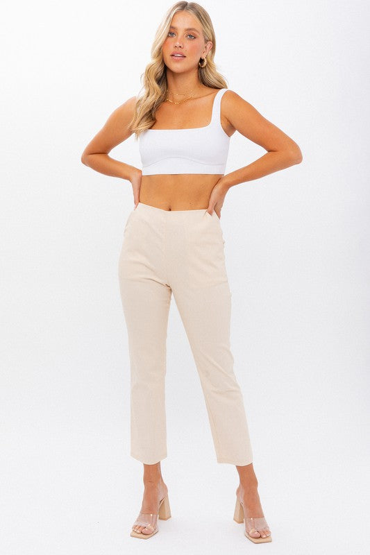 High-Waisted Cotton Crop Pants