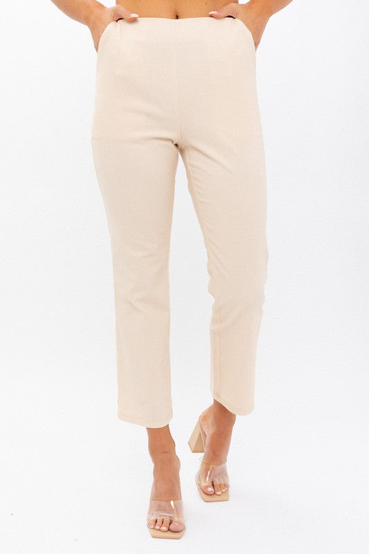 High-Waisted Cotton Crop Pants