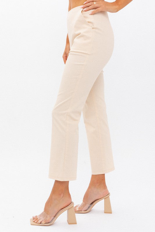 High-Waisted Cotton Crop Pants