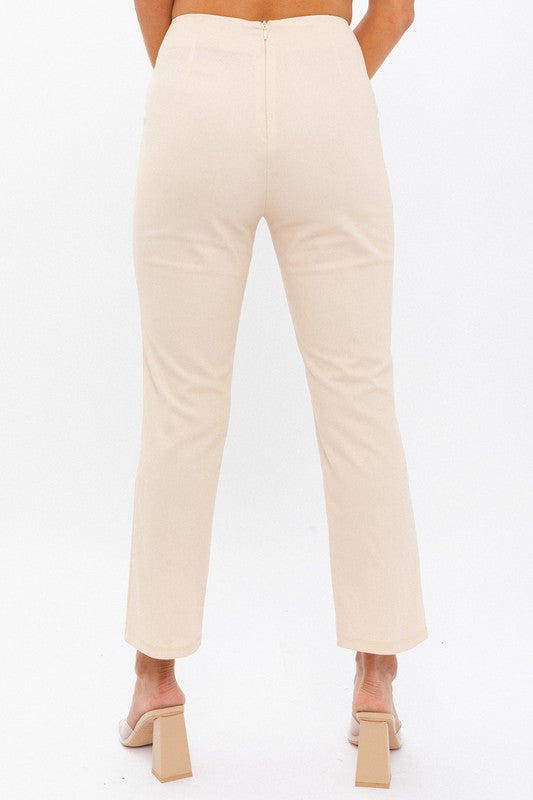 High-Waisted Cotton Crop Pants