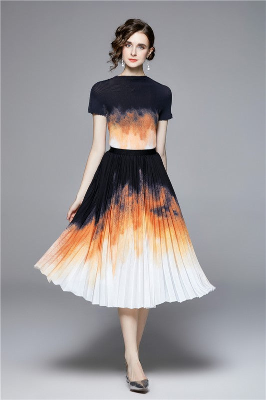 Ombre Flame Maxi Dress 2PC Set