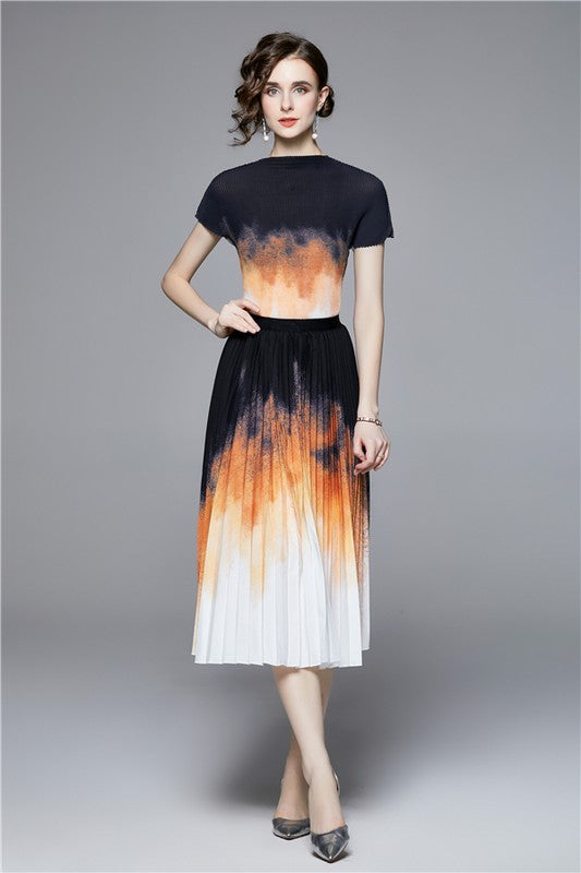 Ombre Flame Maxi Dress 2PC Set