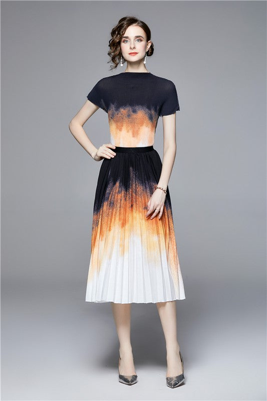 Ombre Flame Maxi Dress 2PC Set