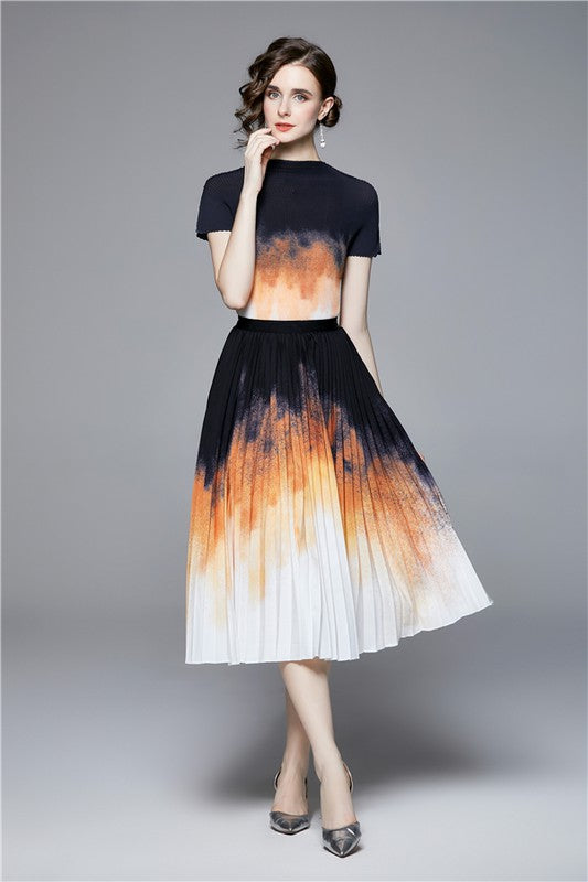 Ombre Flame Maxi Dress 2PC Set