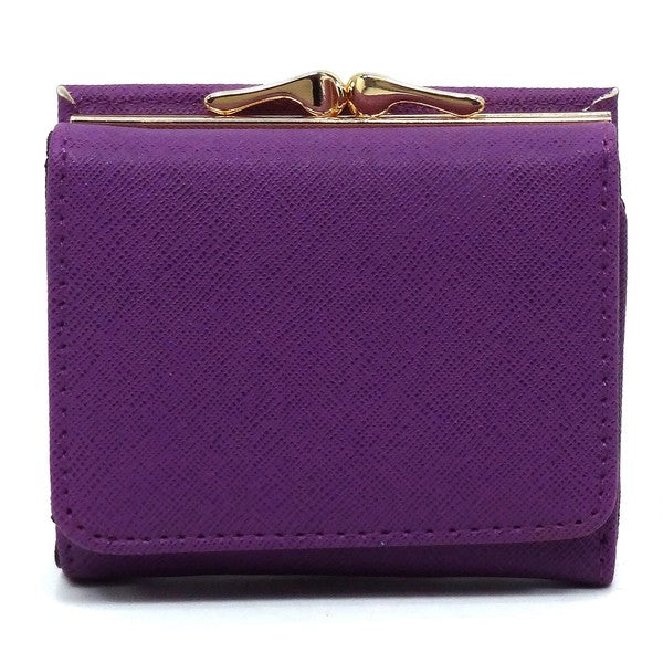 Saffiano Kiss Lock Tri-fold Wallet