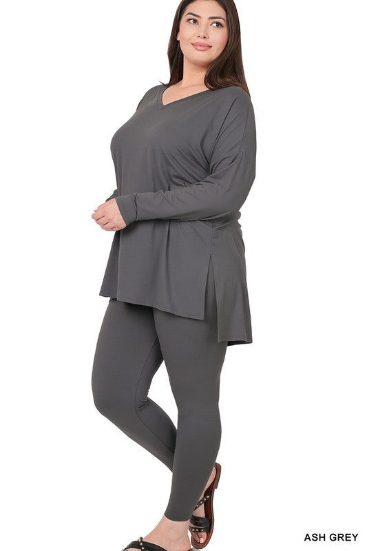 Plus Size Brushed DTY Microfiber Loungewear Set