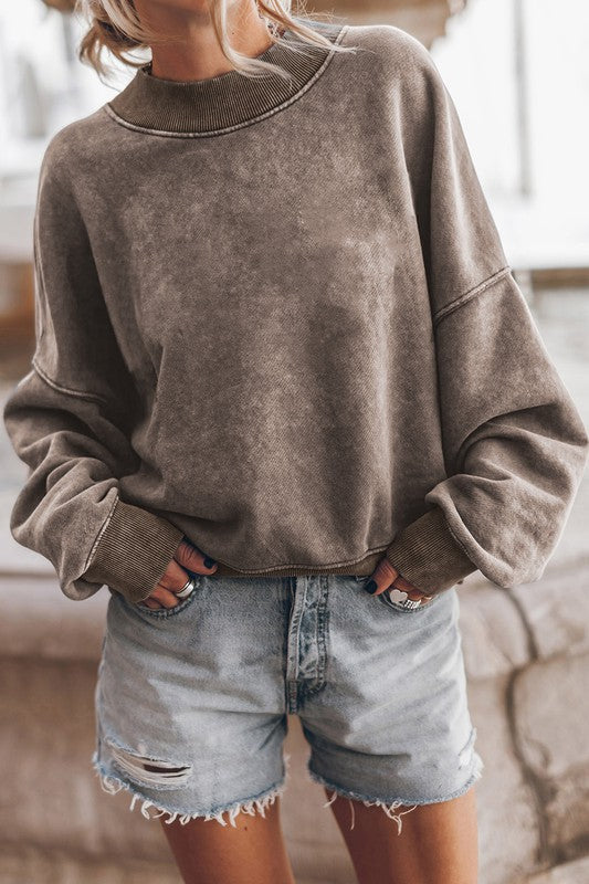 Mineral Washed Acid Dye Sweatshirt Pullover