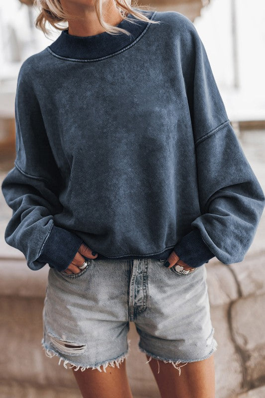 Mineral Washed Acid Dye Sweatshirt Pullover