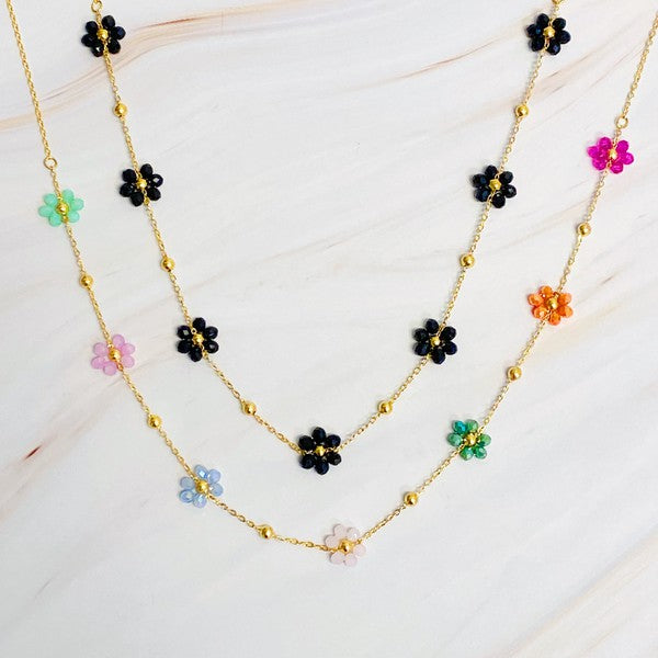 Flower Field Romance Beaded Necklace