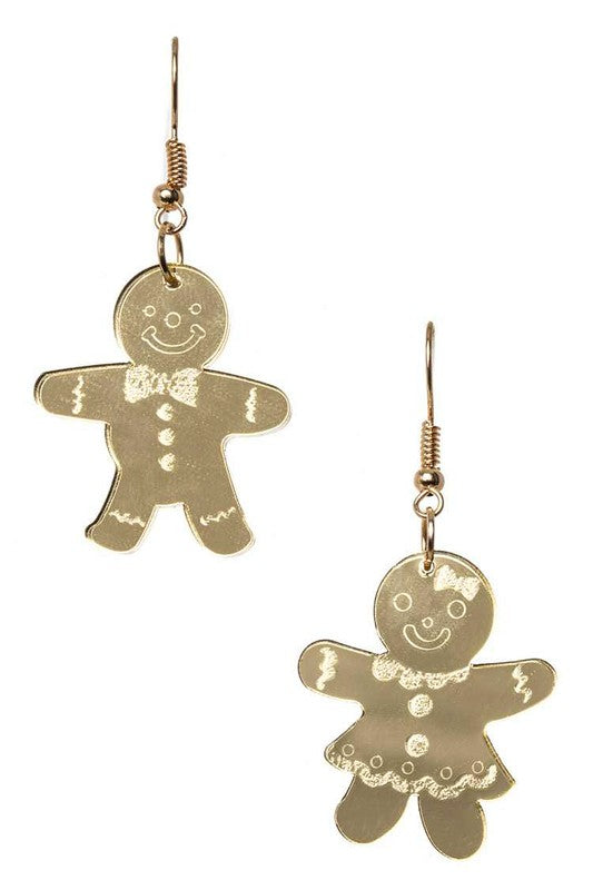 Petite Gingerbread Cookie Mirror Earrings