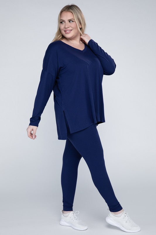 Plus Size Brushed DTY Microfiber Loungewear Set