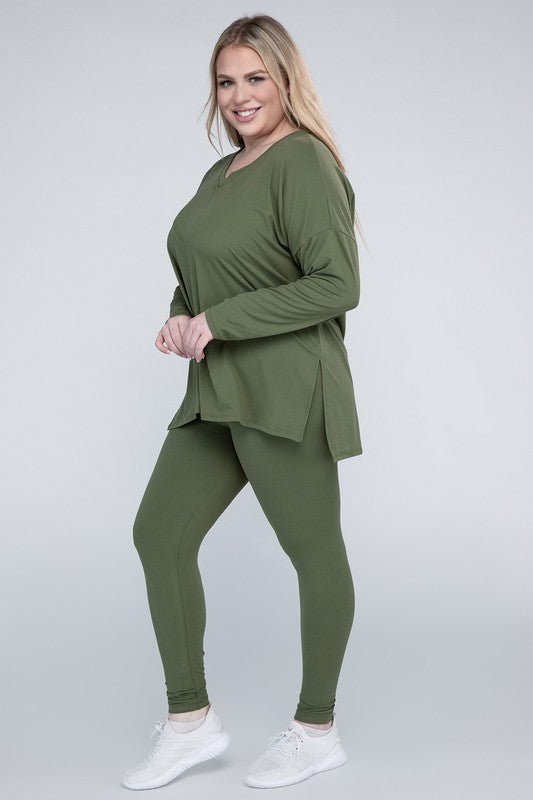 Plus Size Brushed DTY Microfiber Loungewear Set