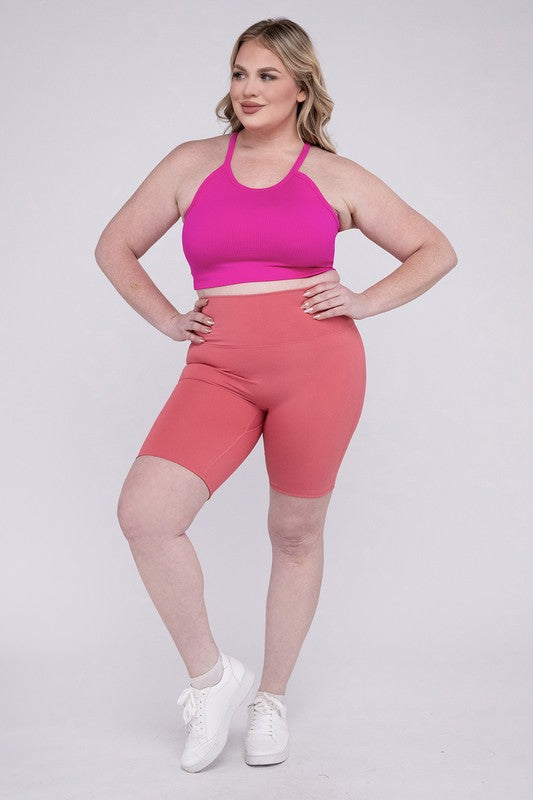 Plus Size Athletic High Rise Biker Shorts