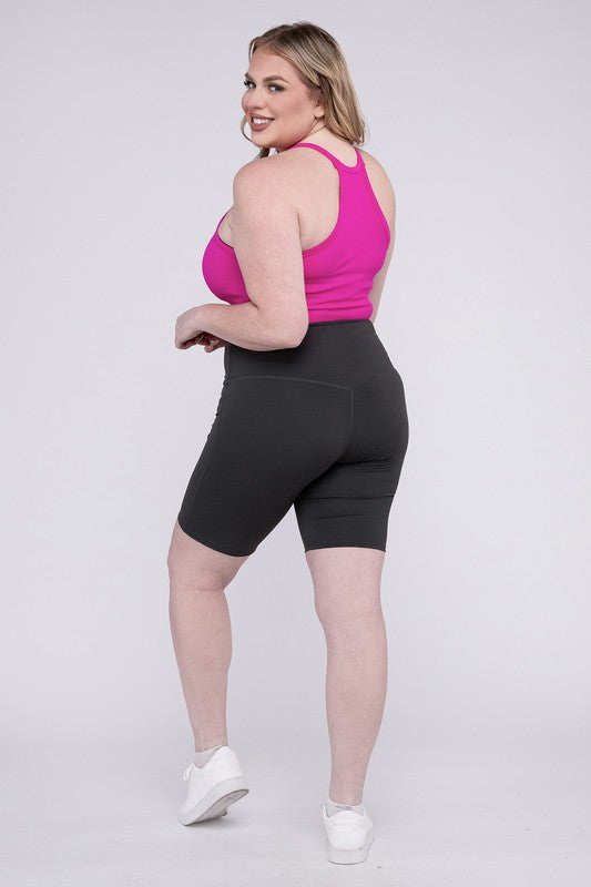 Plus Size Athletic High Rise Biker Shorts