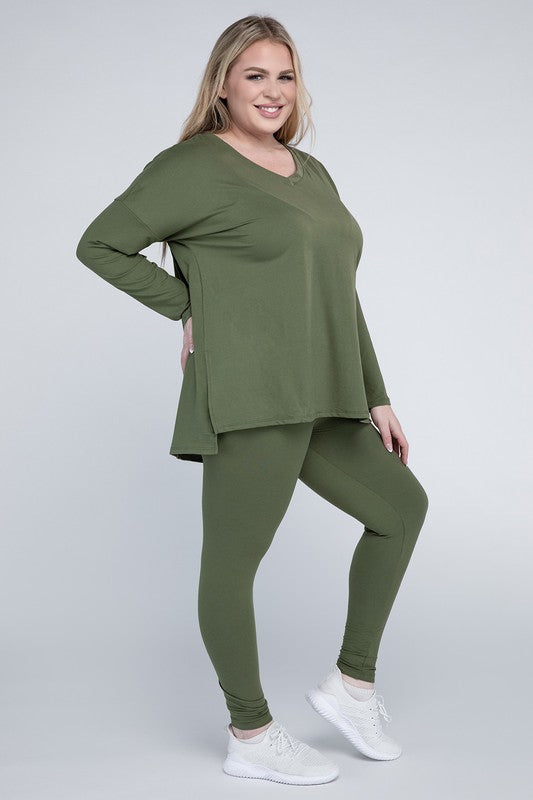 Plus Size Brushed DTY Microfiber Loungewear Set