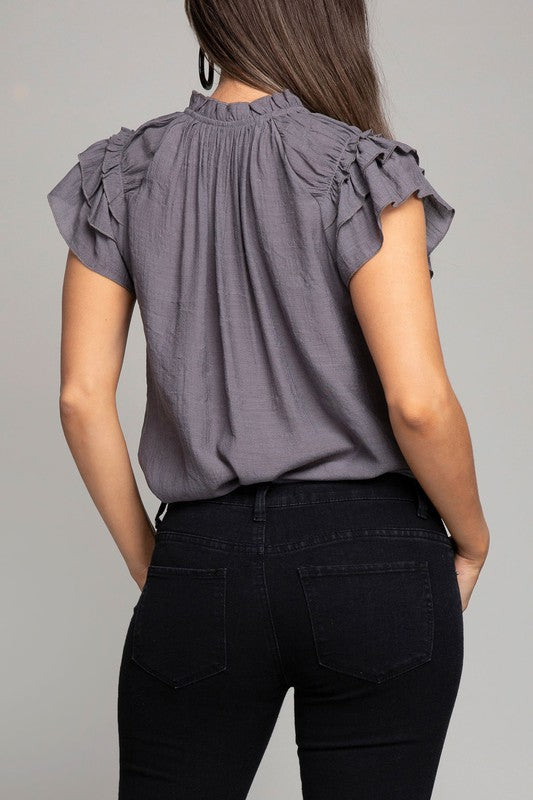 Ruffle Trim Blouse