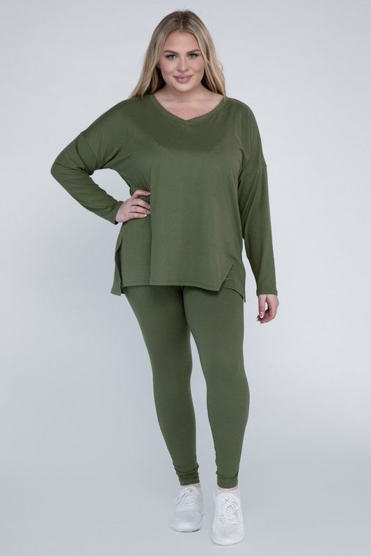 Plus Size Brushed DTY Microfiber Loungewear Set